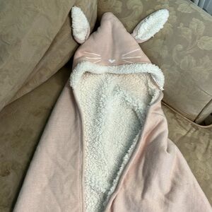 Pottery Barn Kids Bunny Fleece Lovey Baby Blanket Peach